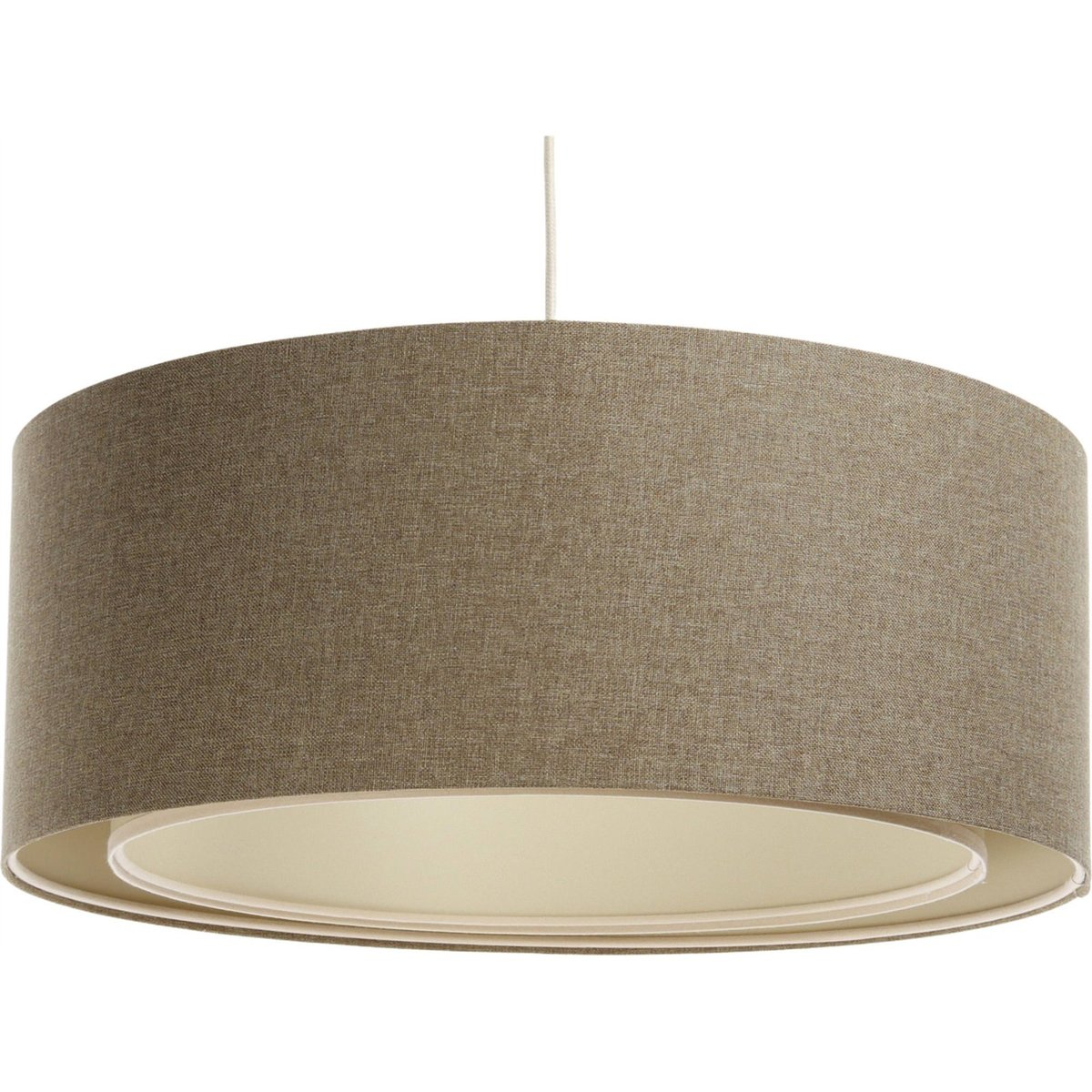 Suspension ronde en tissu style boho pour salon ou chambre beige crème tissu structuré, BPS KONCEPT