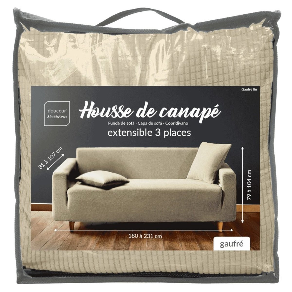 Housse De Canapé Extensible En Polyester Gaufré Coloris Beige beige, DECORATIE