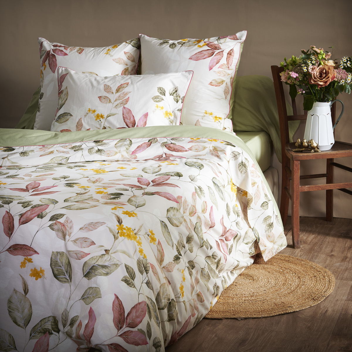 Drap Plat Percale De Coton - MARIA vert, TRADITION DES VOSGES