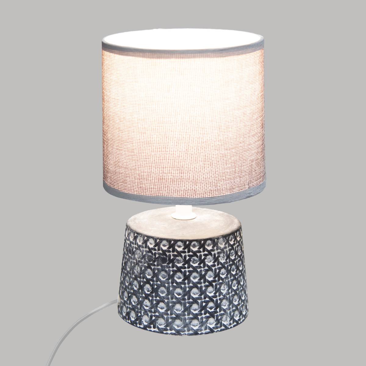Lampe céramique grès design cannage YOJOA beige, ATMOSPHERA