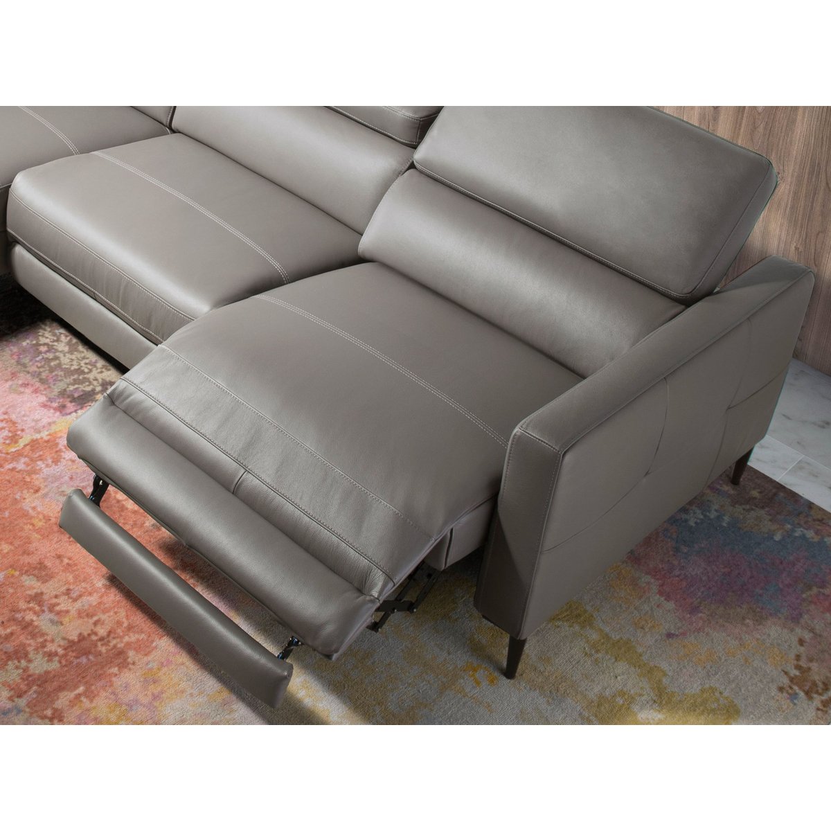 Canapé d'angle en cuir avec relax gris | acier, ANGEL CERDA