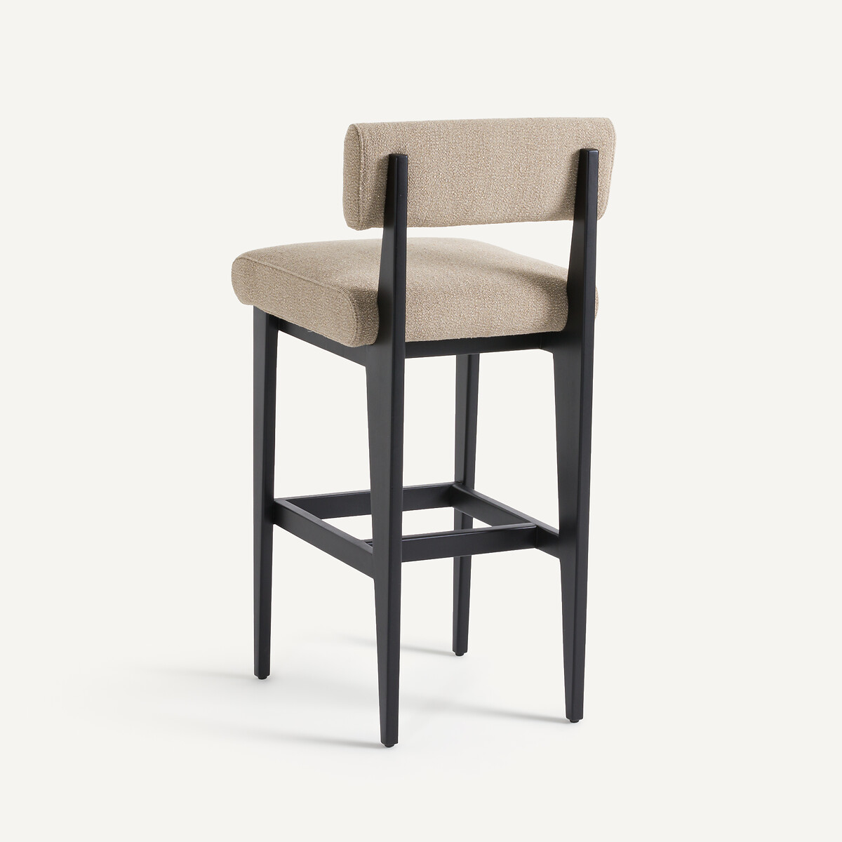 Chaise de bar en hêtre massif et tissu texturé, IZAG moka, AM.PM