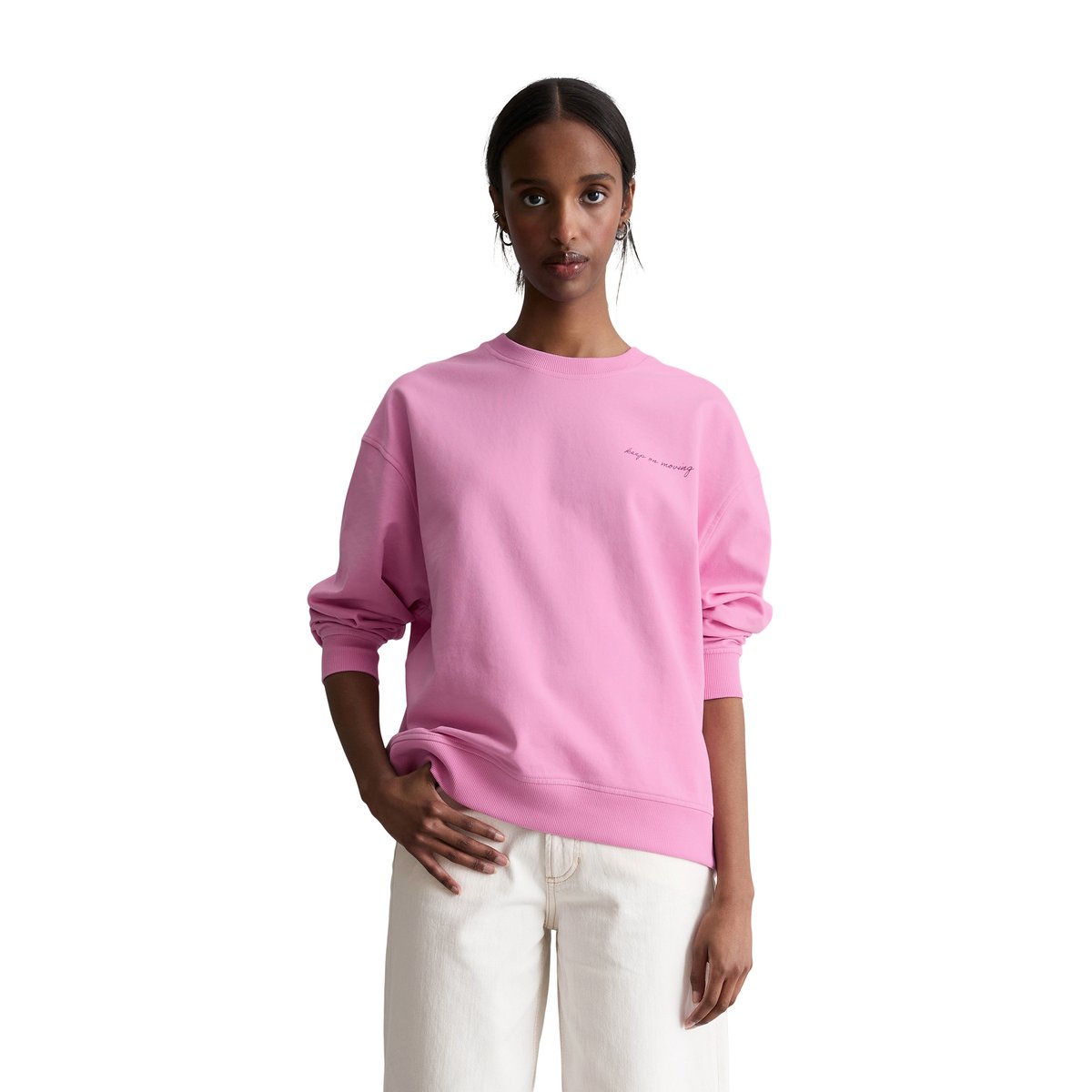 Sweat-shirt surdimensionné avec un imprimé marquant dans le dos rose, MARC O’POLO DENIM