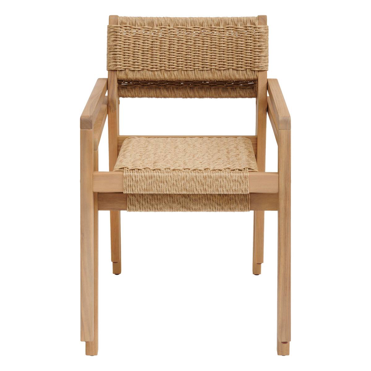 Lot de 2 fauteuils de jardin en acacia et résine tressée TEMEIRA beige, HESPERIDE