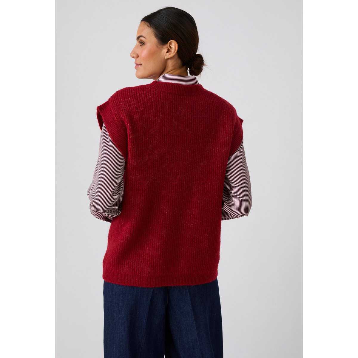 Pull sans manches à torsades Thermolactyl orange rouge, DAMART