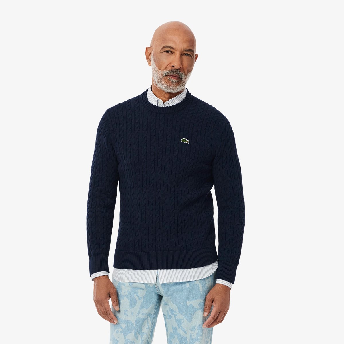 Pull torsadé coton bleu-802, LACOSTE