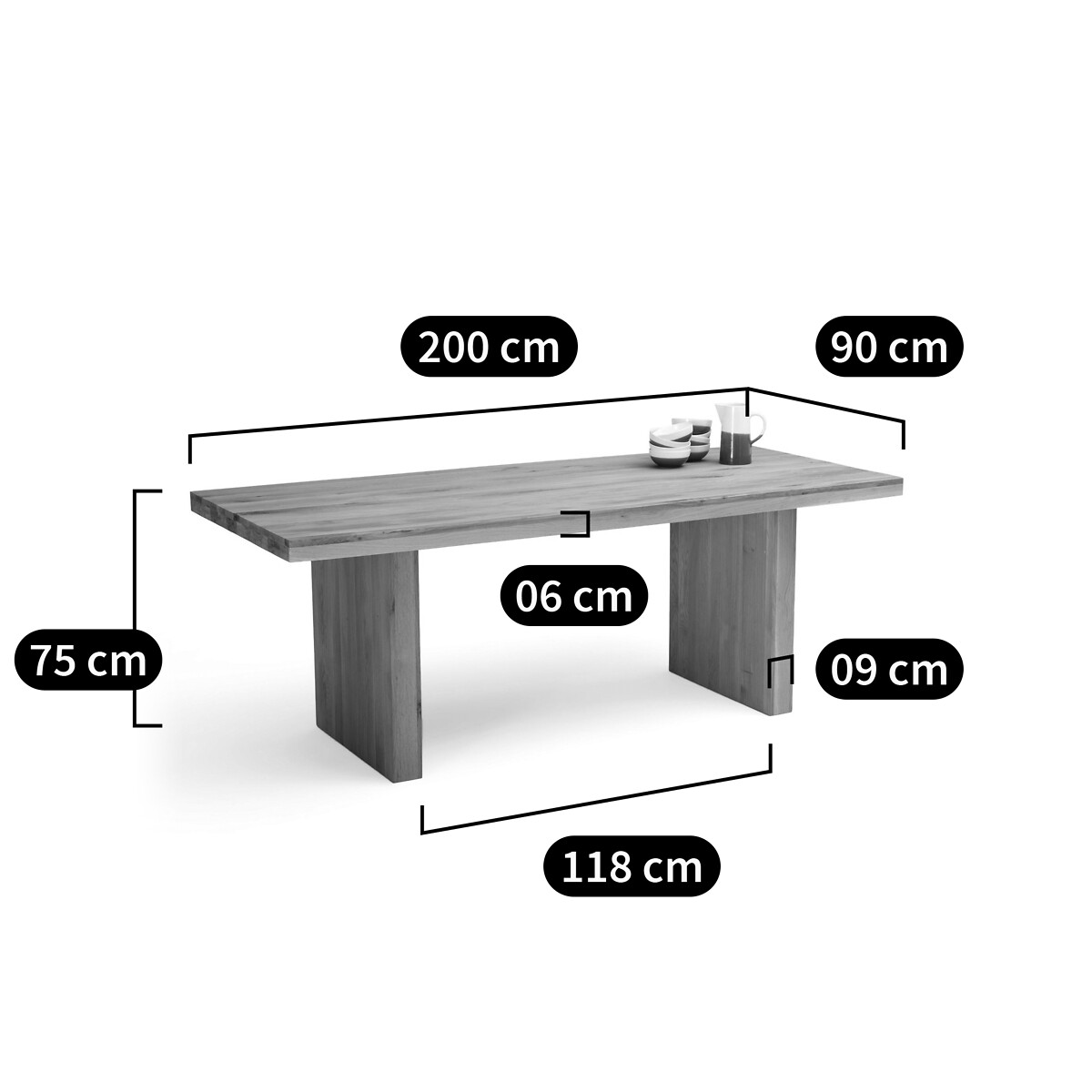 Table à manger, en chêne massif, 6 à 8 couverts, VOVA chêne, LA REDOUTE INTERIEURS
