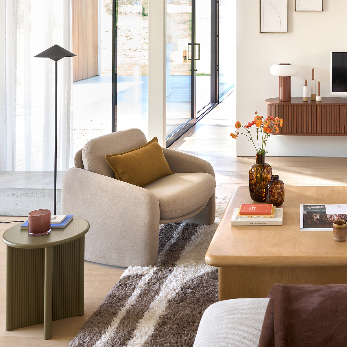 Fauteuil rembourré, velours mat, Bellagio beige, LA REDOUTE INTERIEURS