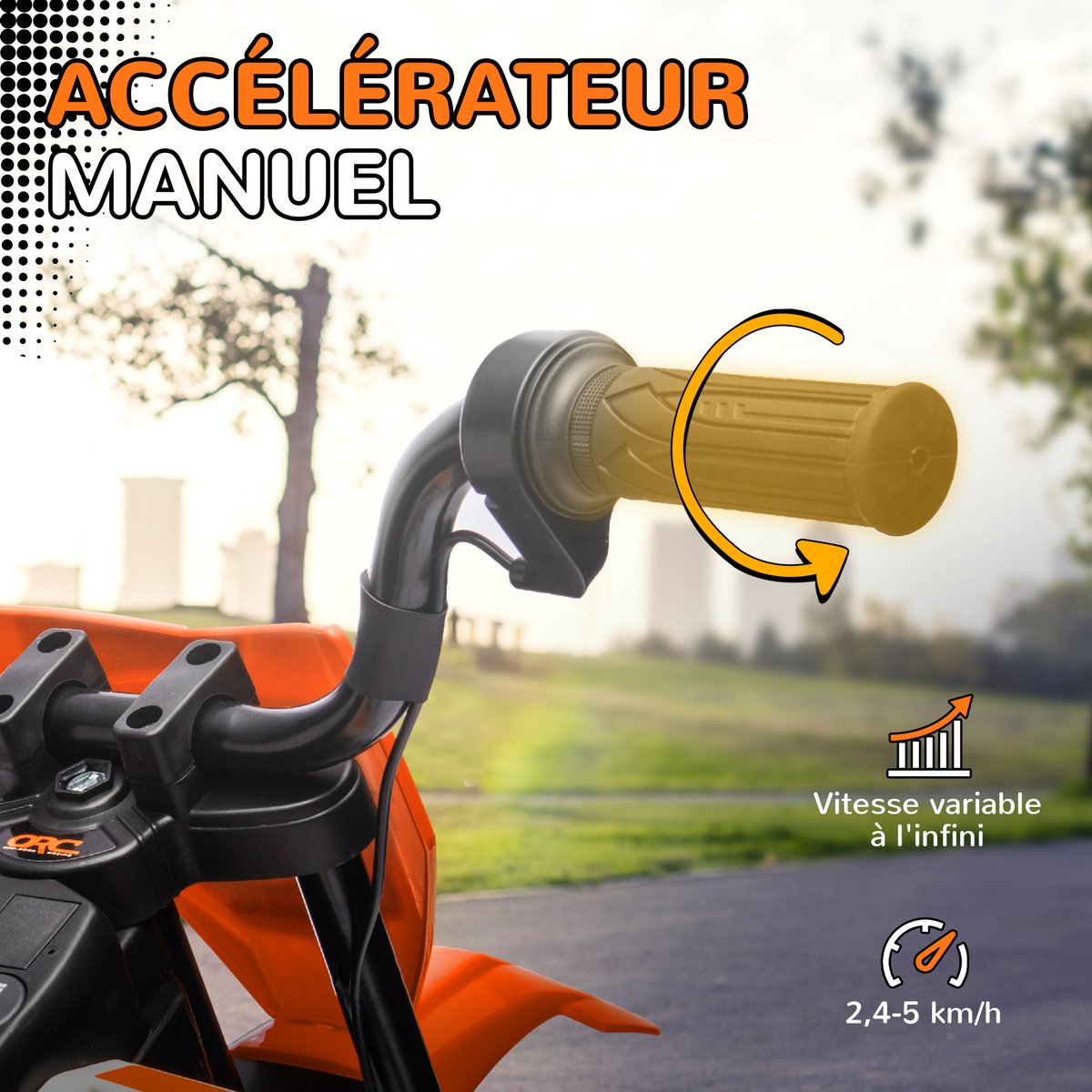 Moto électrique à conducteur assis PP orange, AIYAPLAY