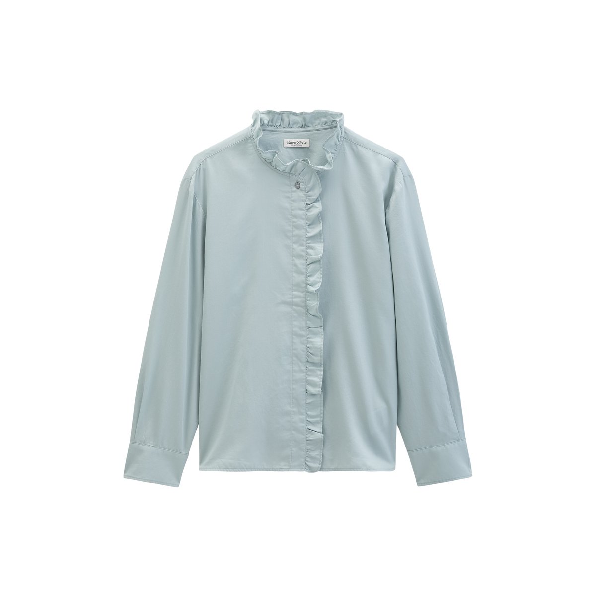Chemisier à volants, coupe décontractée en satin de coton doux gris, MARC O'POLO