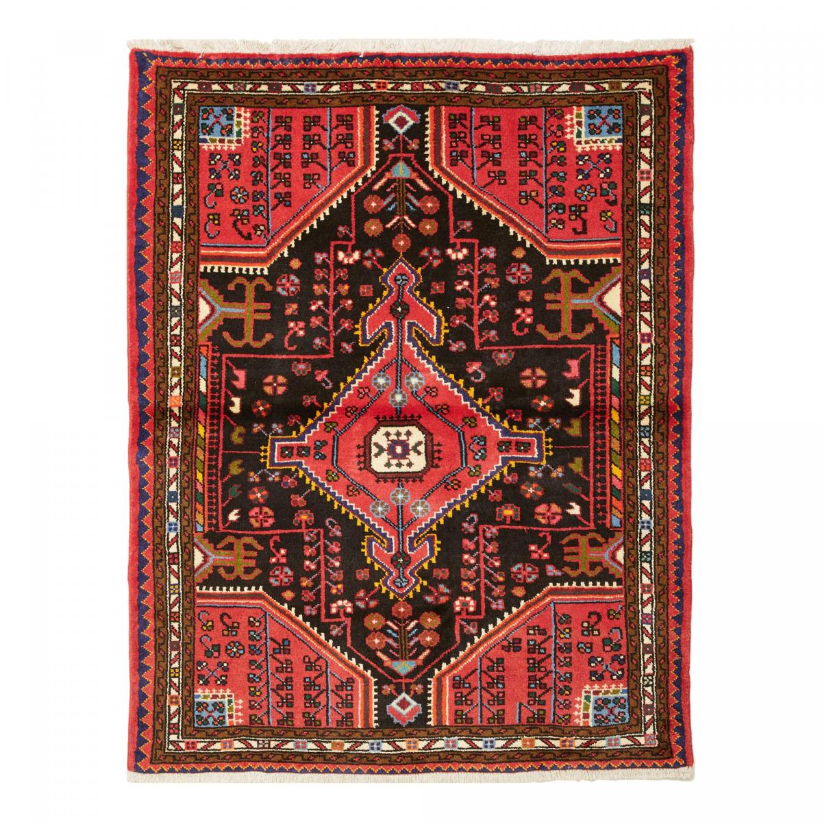 Tapis d'orient, motif oriental, noué main en laine, HAMADAN 22 rouge, bleu, noir, UN AMOUR DE TAPIS