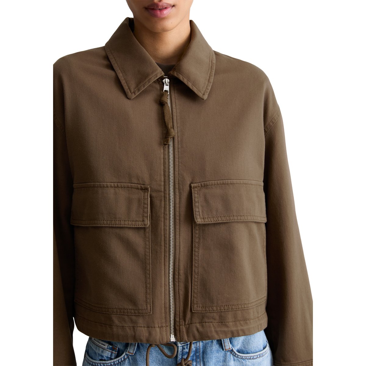 Veste en sergé regular en coton organique-lyocell stretch marron foncé, MARC O’POLO DENIM