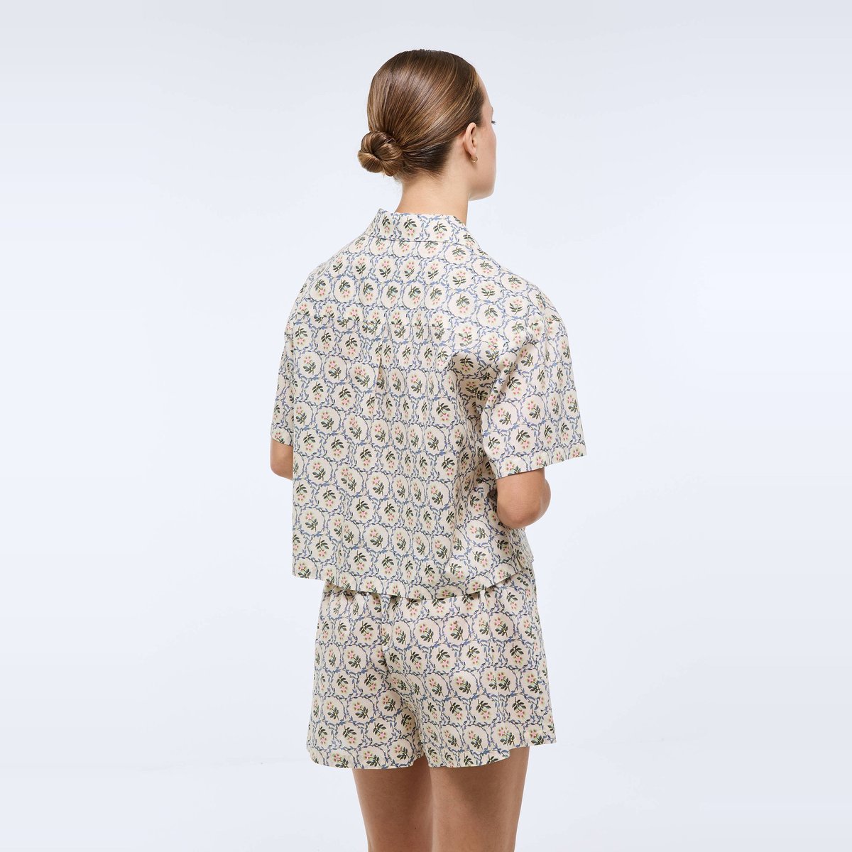 Pyjashort manches courtes imprimé en coton BIO GOTS butter cream, MONOPRIX