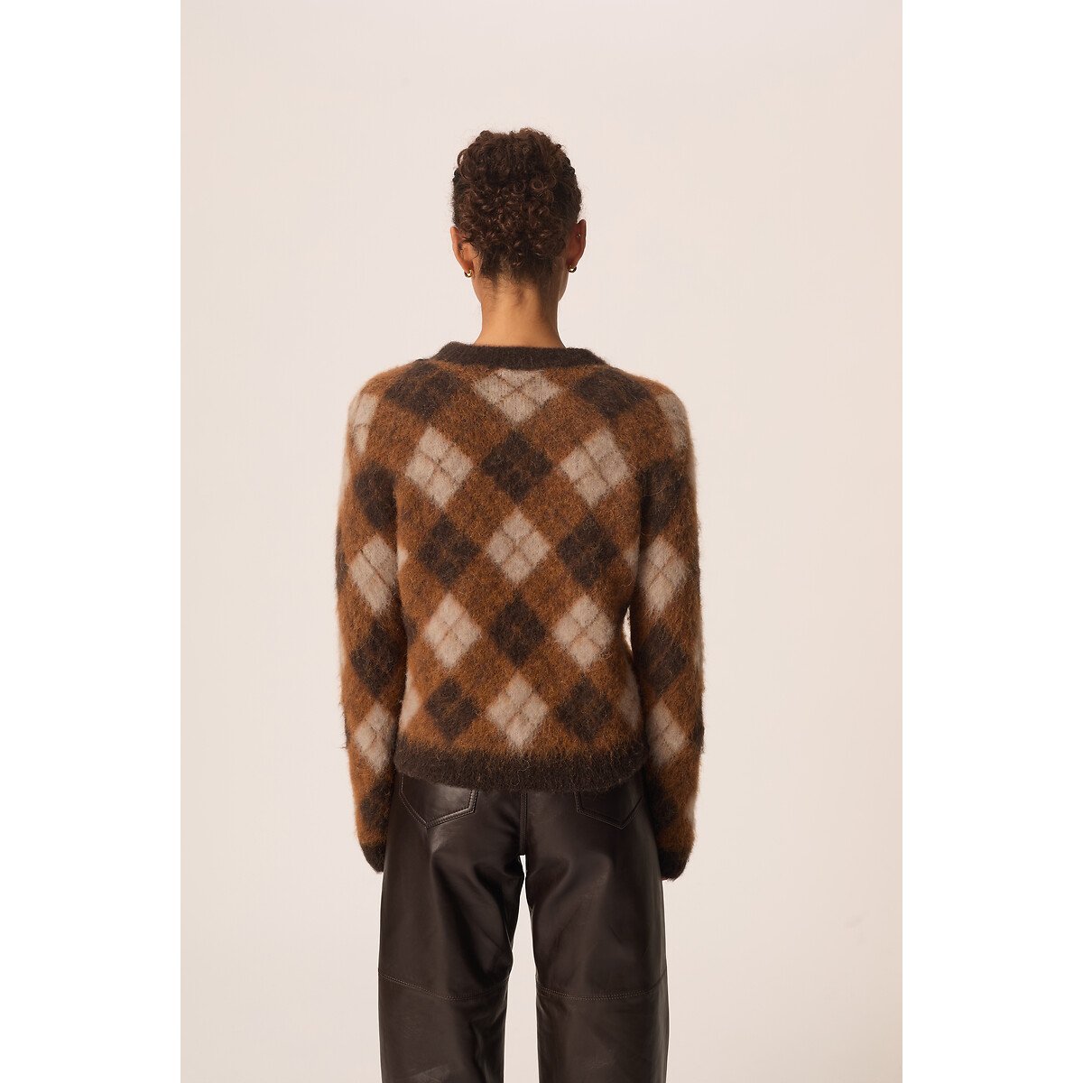 Karierter Pullover, Rundhalsausschnitt, COME braun, DES PETITS HAUTS