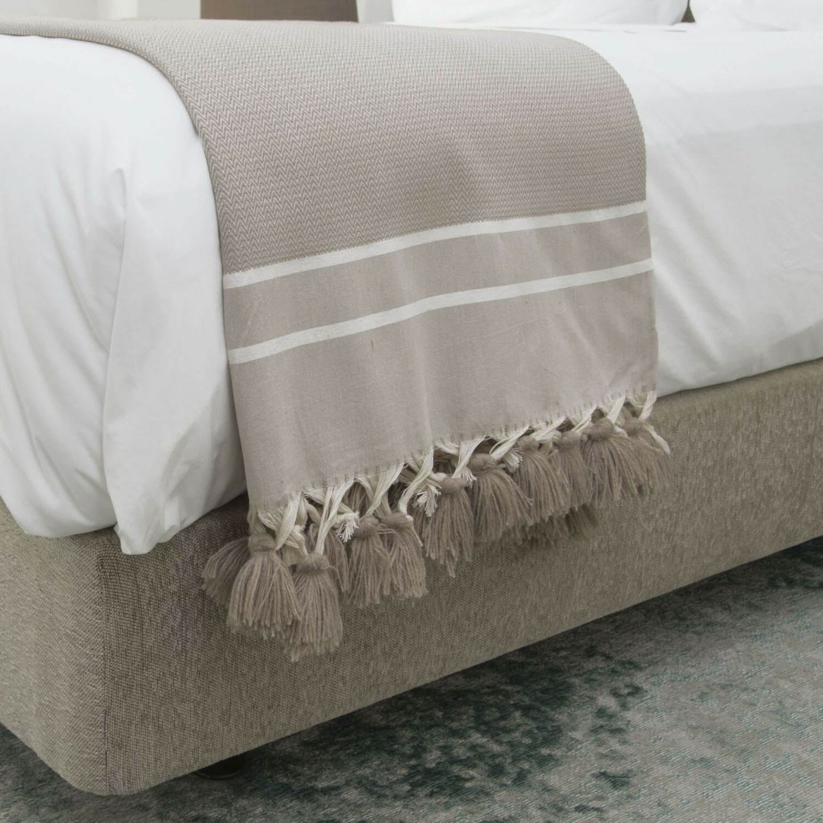Plaid coton STOCKHOLM taupe, FEBRONIE