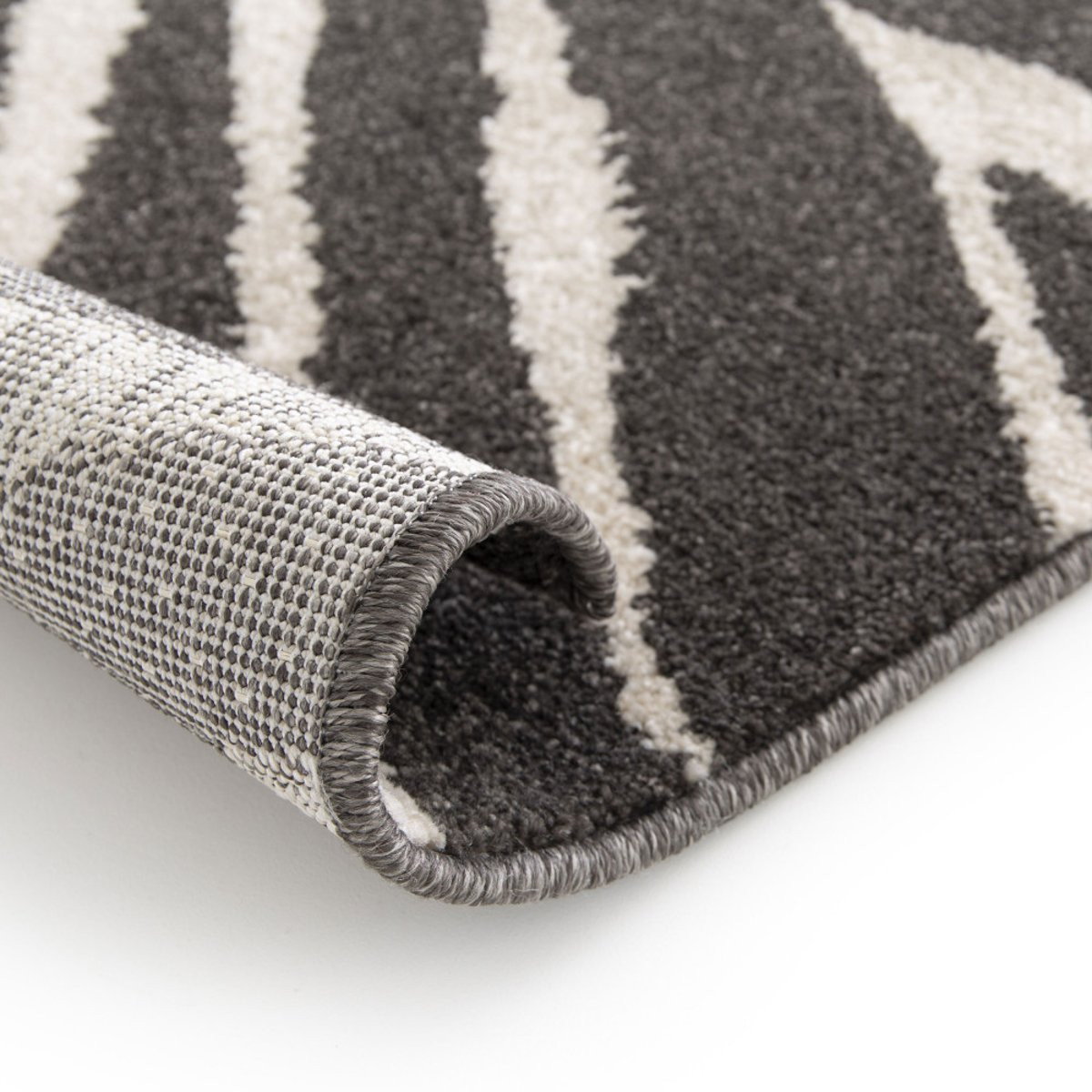 Tapis graphique à motif zébré- ZEBRA gris anthracite, DRAWER