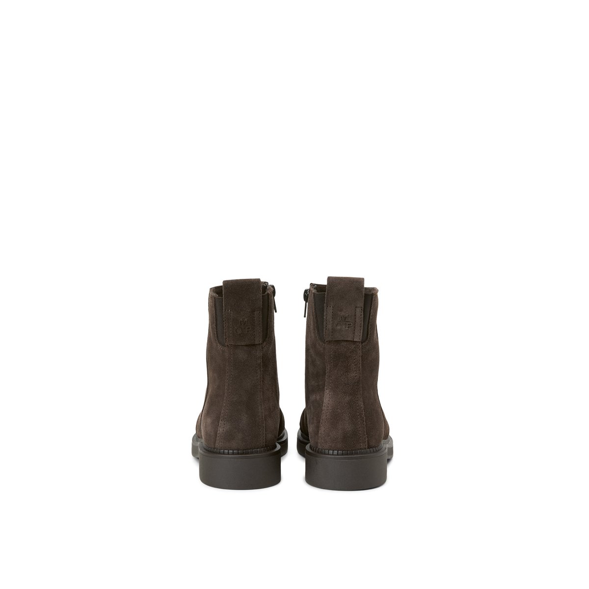 Bottines modèle Erin en cuir velours huilé marron foncé, MARC O'POLO