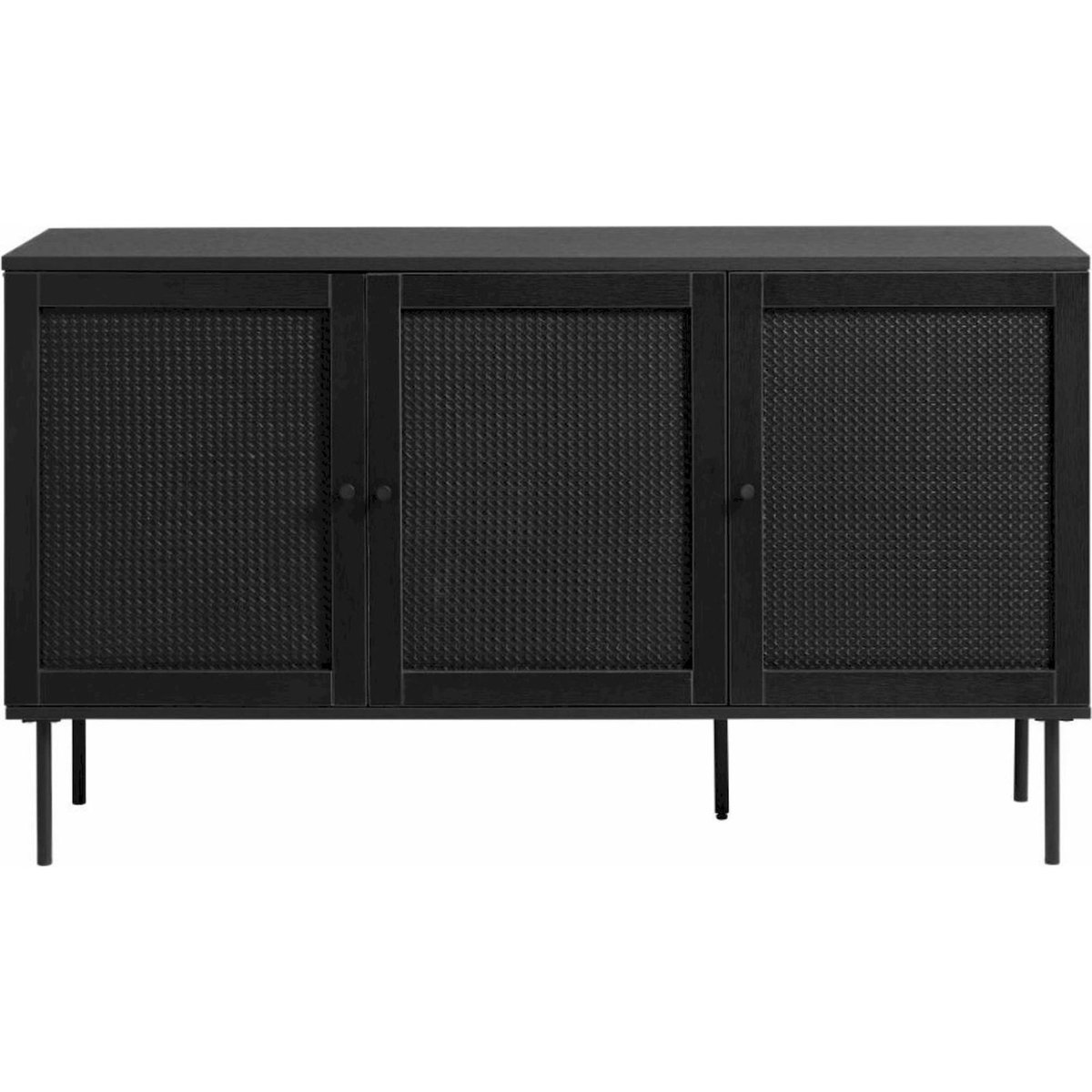 Buffet 3 portes effet cannage MOGEST beige et noir, RECOLLECTION