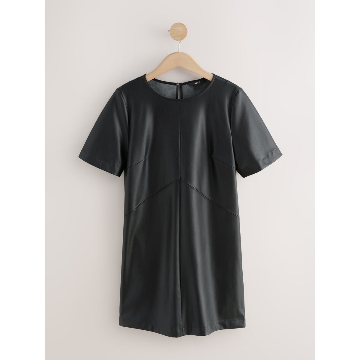 Robe t-shirt en simili cuir noir, NEXT