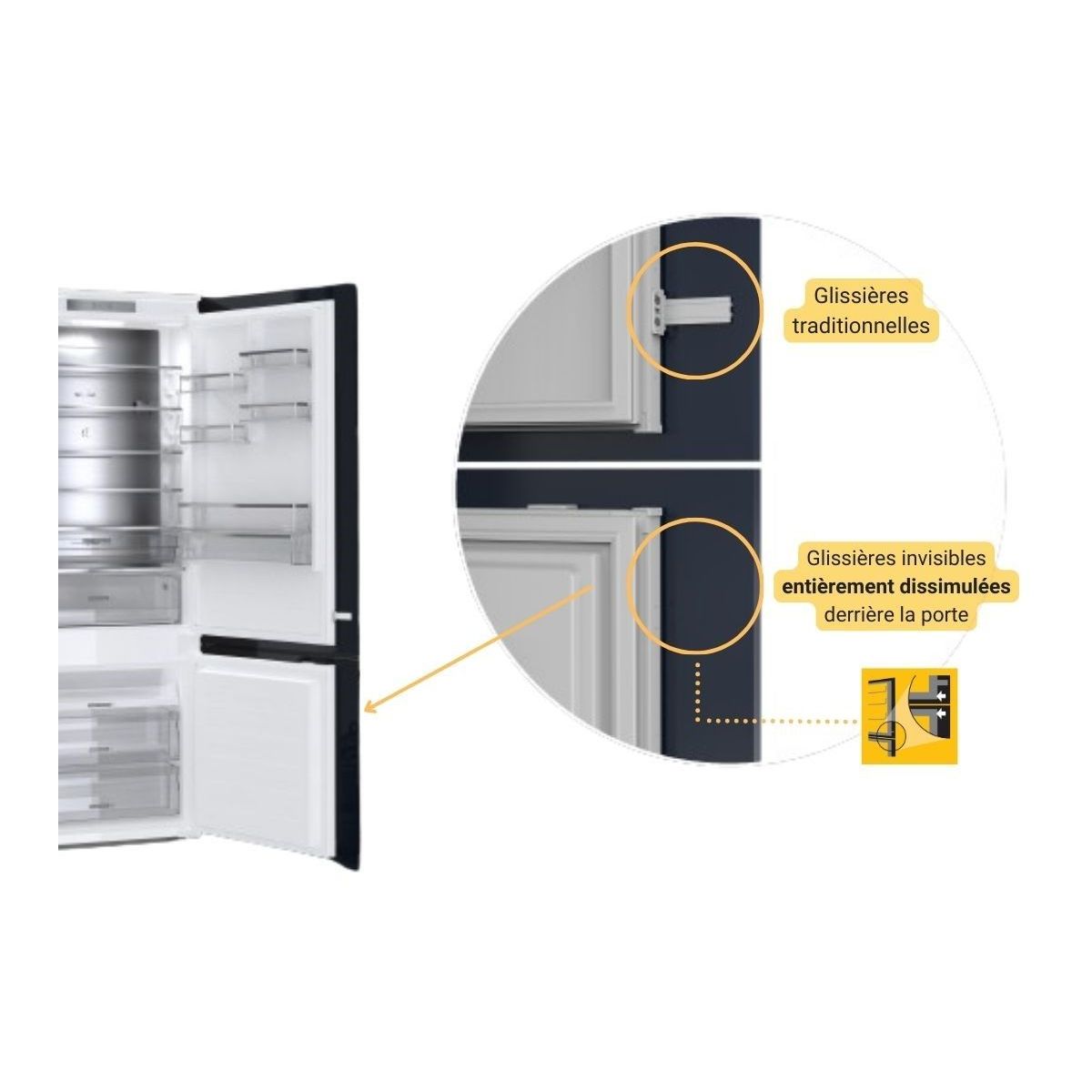 Réfrigérateur combiné encastrable WHC20D021B2 6ème Sens 193cm couleur unique, WHIRLPOOL
