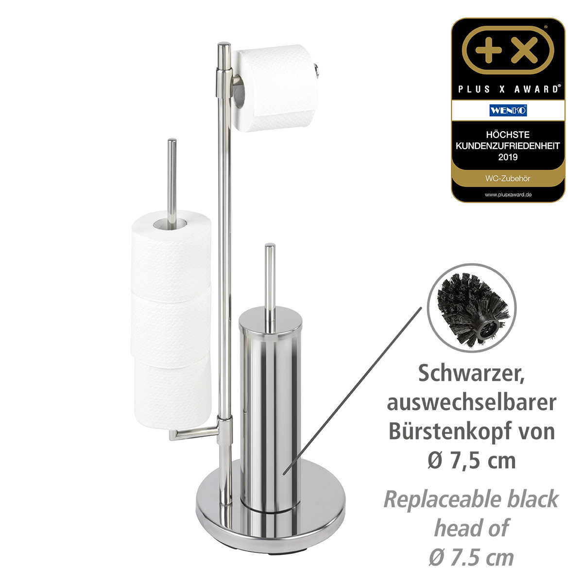 Serviteur WC 3en1 NEO argent brillant, WENKO