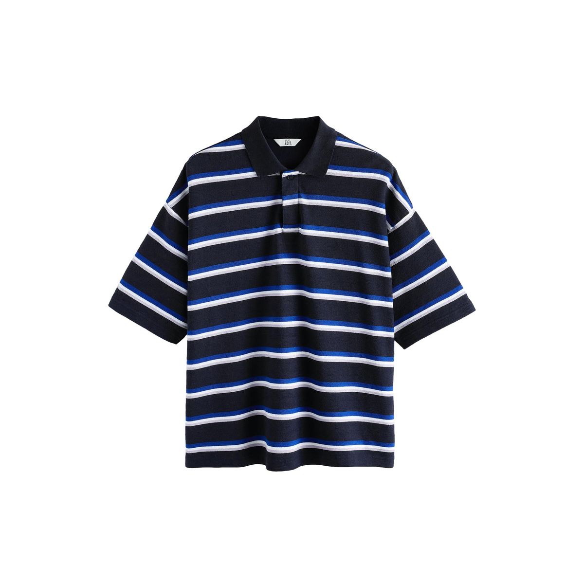 Polo oversize à rayures horizontales edit bleu marine, NEXT