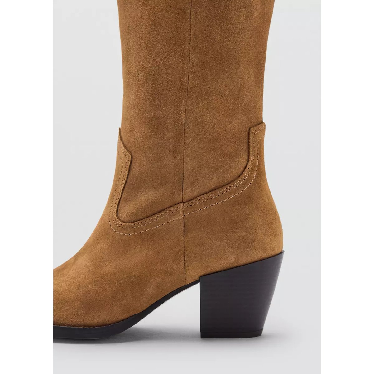Bottes suède talon bloc tabac, MANGO