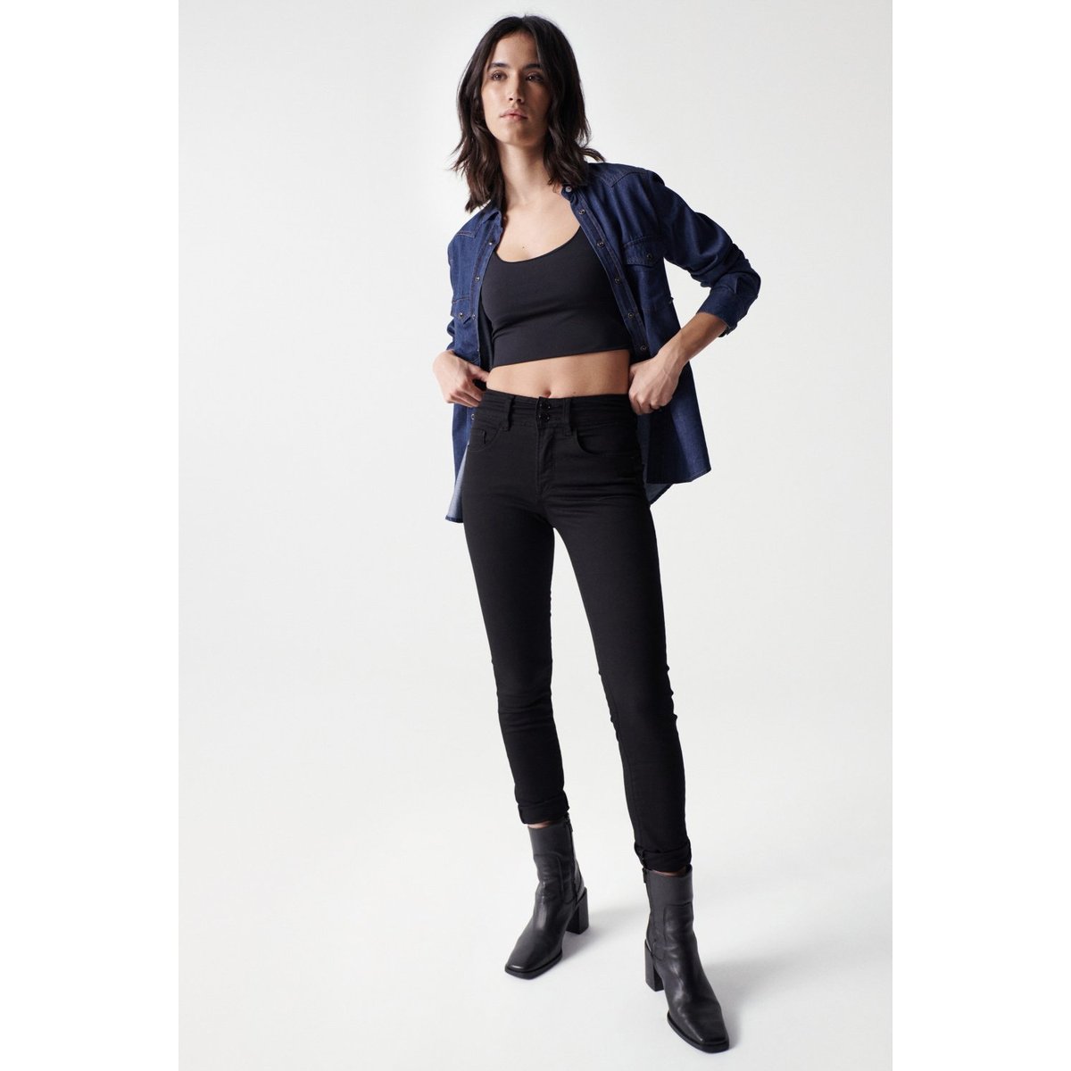JEAN SECRET PUSH IN SKINNY noir, SALSA JEANS
