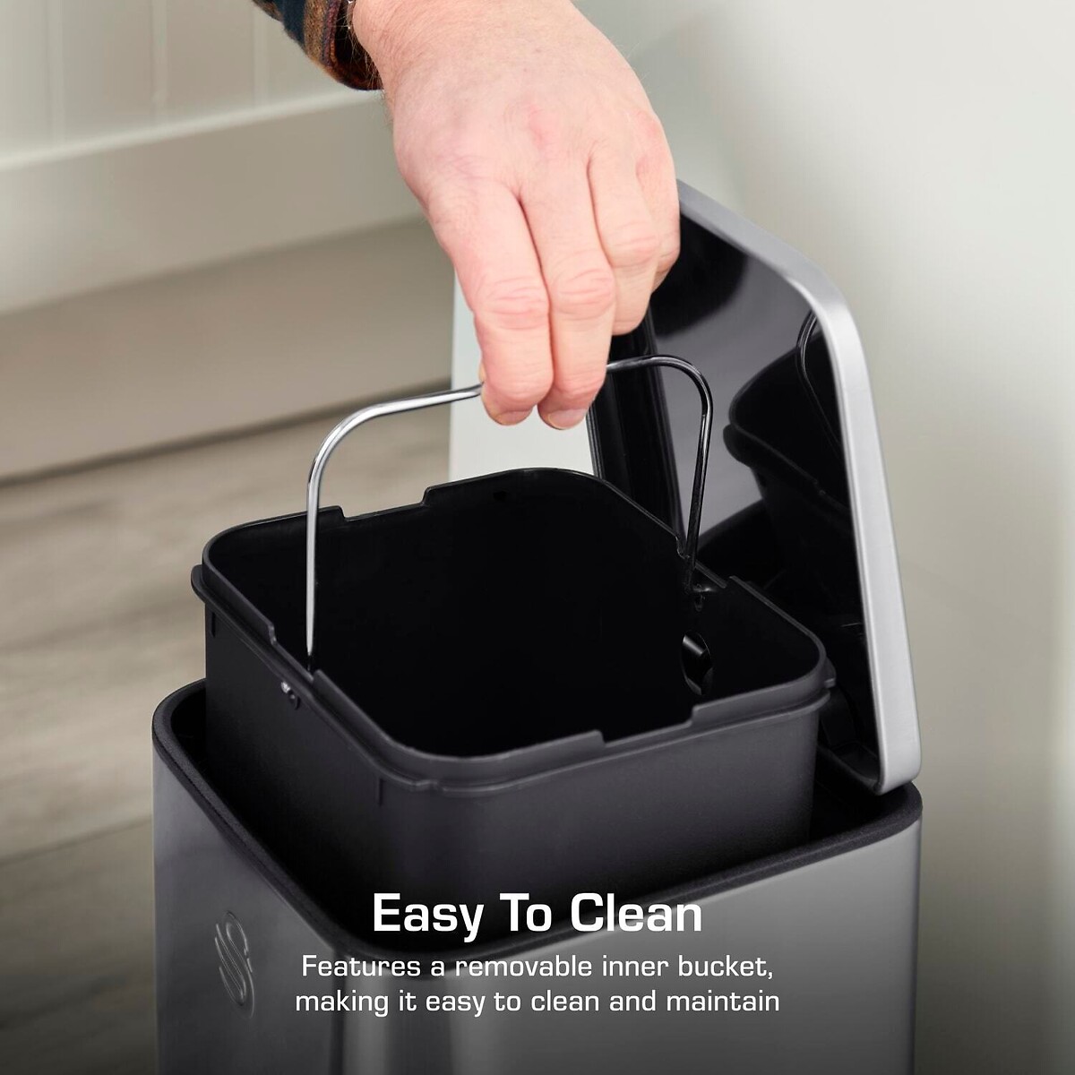 5L Pedal Bin silver-coloured, SWAN