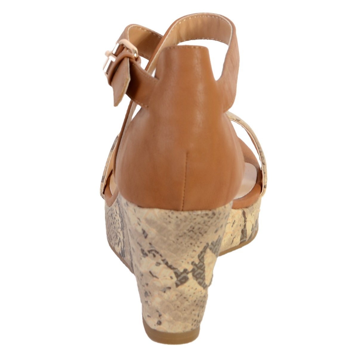 Sandales Compensées Serpent Camel marron, THE DIVINE FACTORY