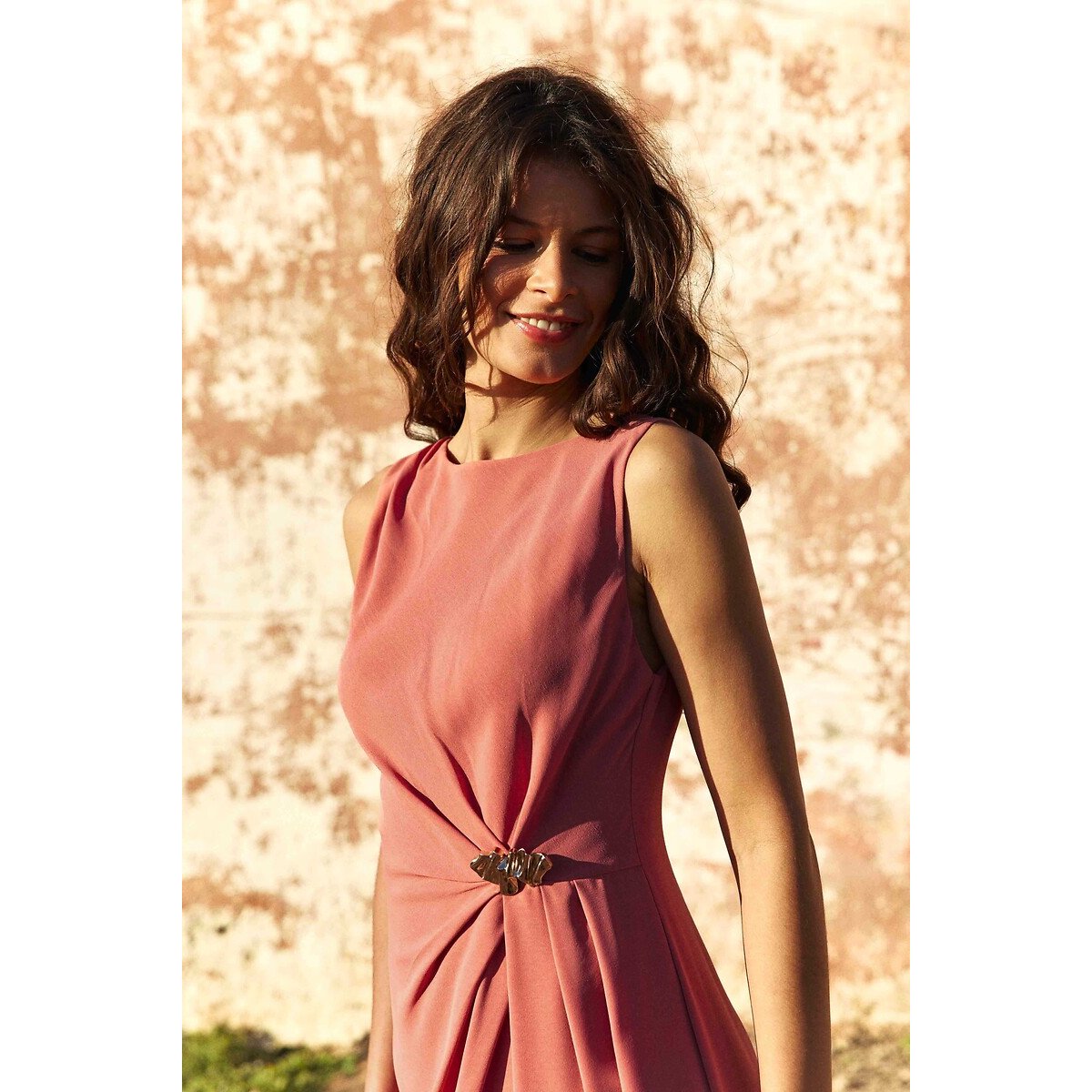 Robe midi sans manches drapée, ROSA terracotta, LA PETITE ETOILE