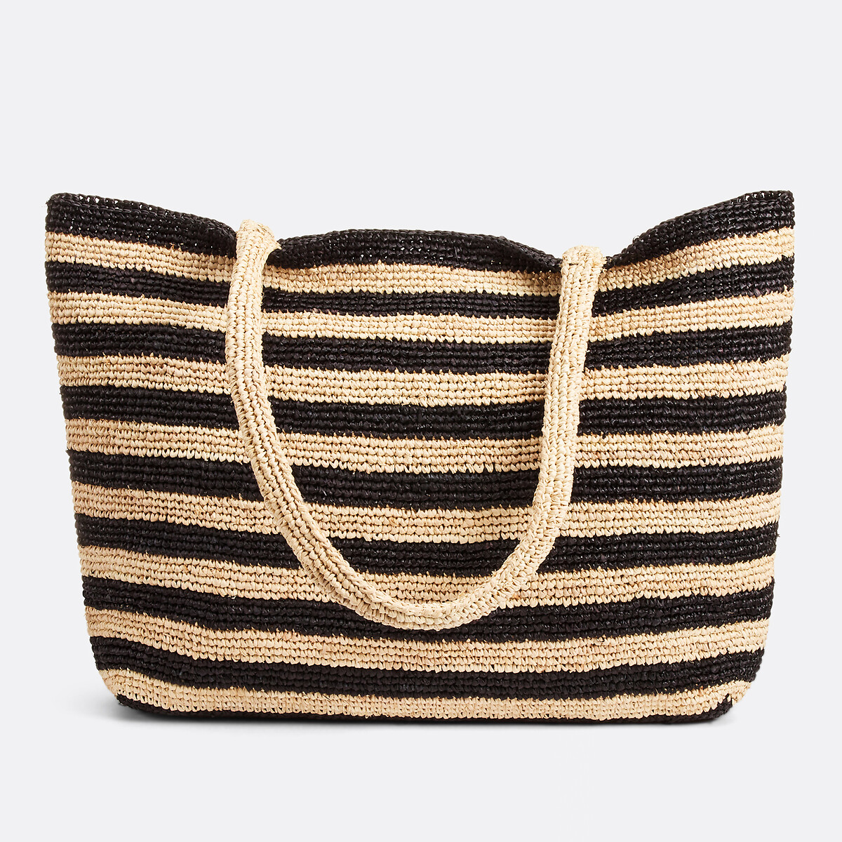 Sac cabas en raphia bicolore noir/naturel, LA REDOUTE COLLECTIONS