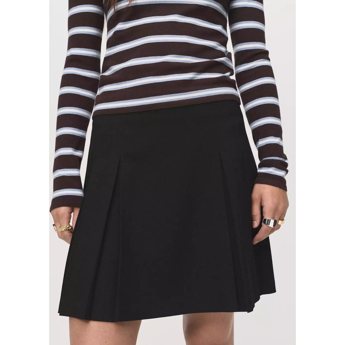 Minijupe plissée noir, MANGO
