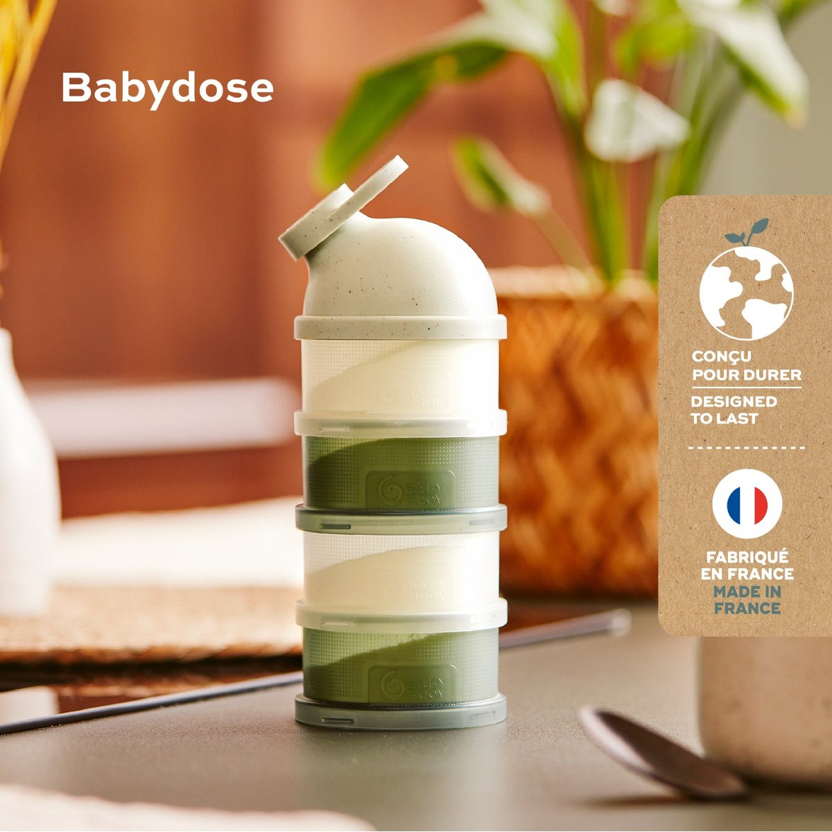 Boîte doseuse de lait ergonomique bébé vert, BABYMOOV
