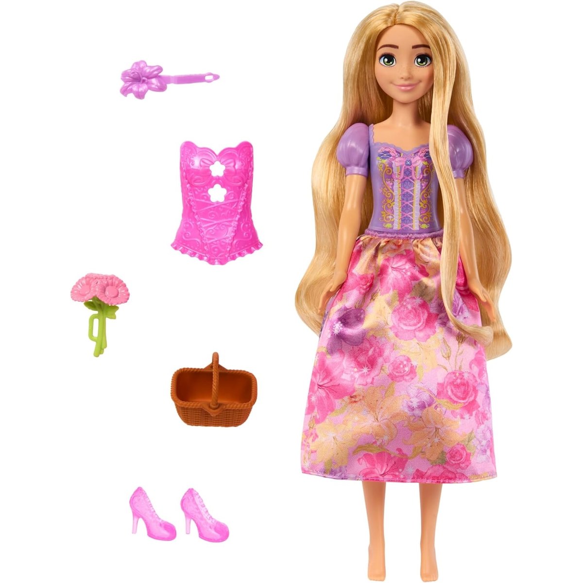 Princesses Disney Spin & Reveal-Poupée Raiponce multicolore, MATTEL