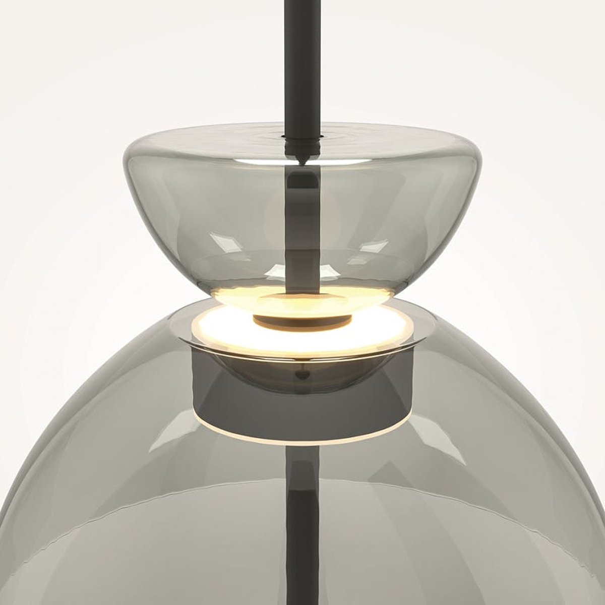 Suspension LED abat-jour en verre diabolo NORA fumé, PIER IMPORT