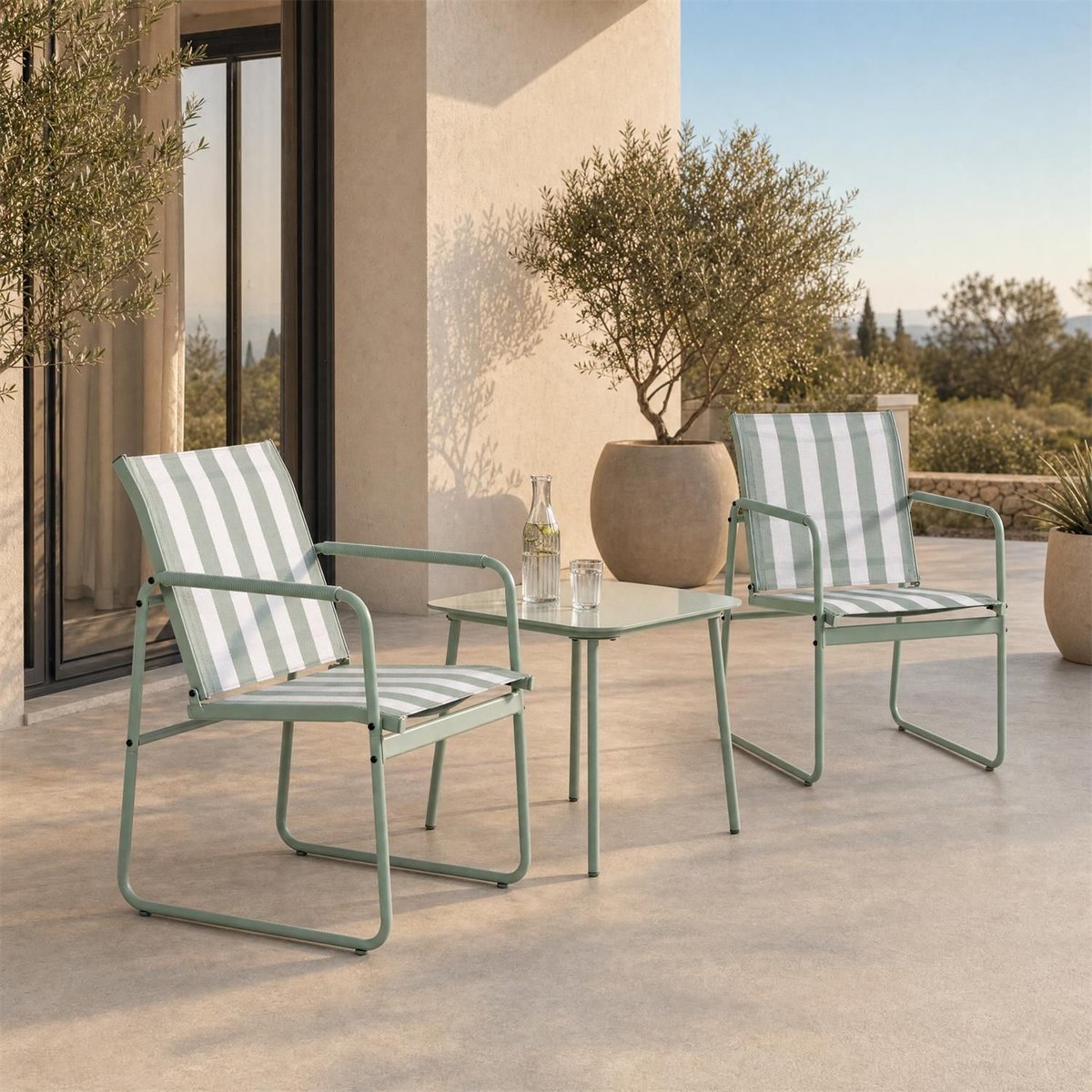 Salon de jardin en acier 2 places NICE vert, THE HOME DECO FACTORY