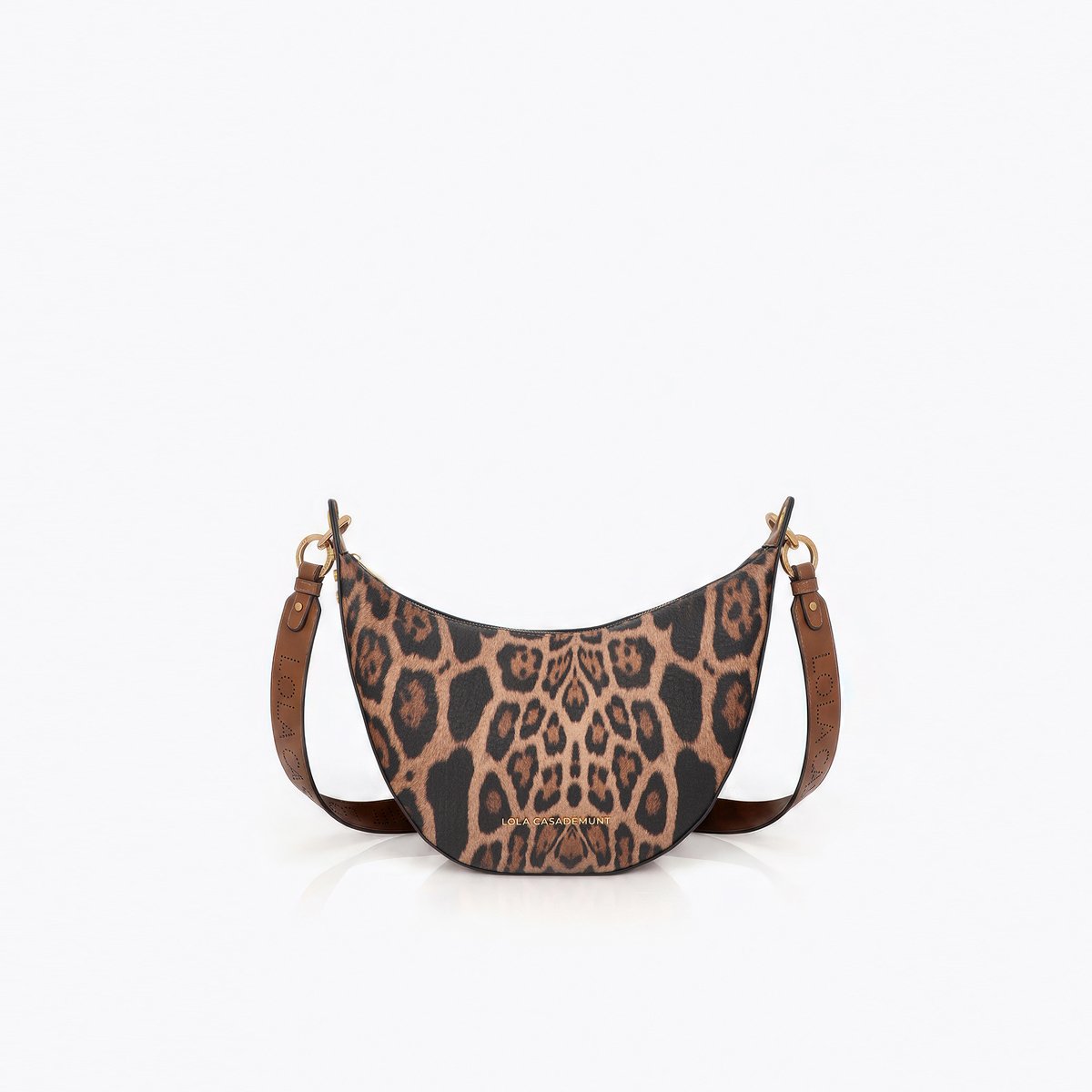 Sac à bandoulière léopard à logo perforé léopard, LOLA CASADEMUNT