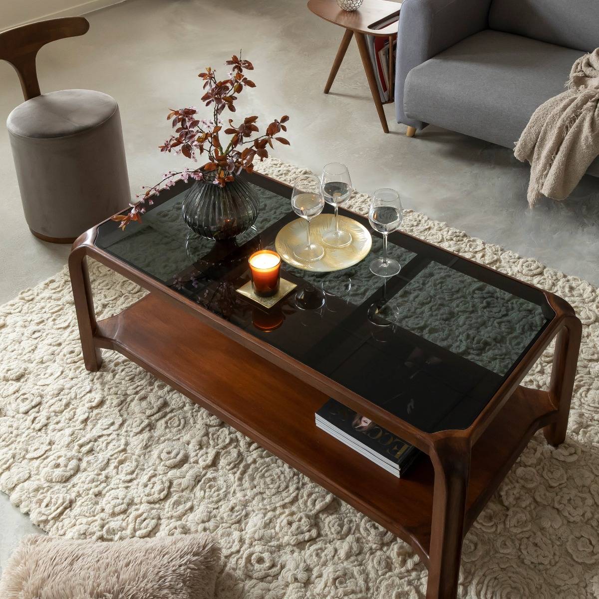 Table basse en bois de manguier ONANE bois foncé, MADE IN MEUBLES 