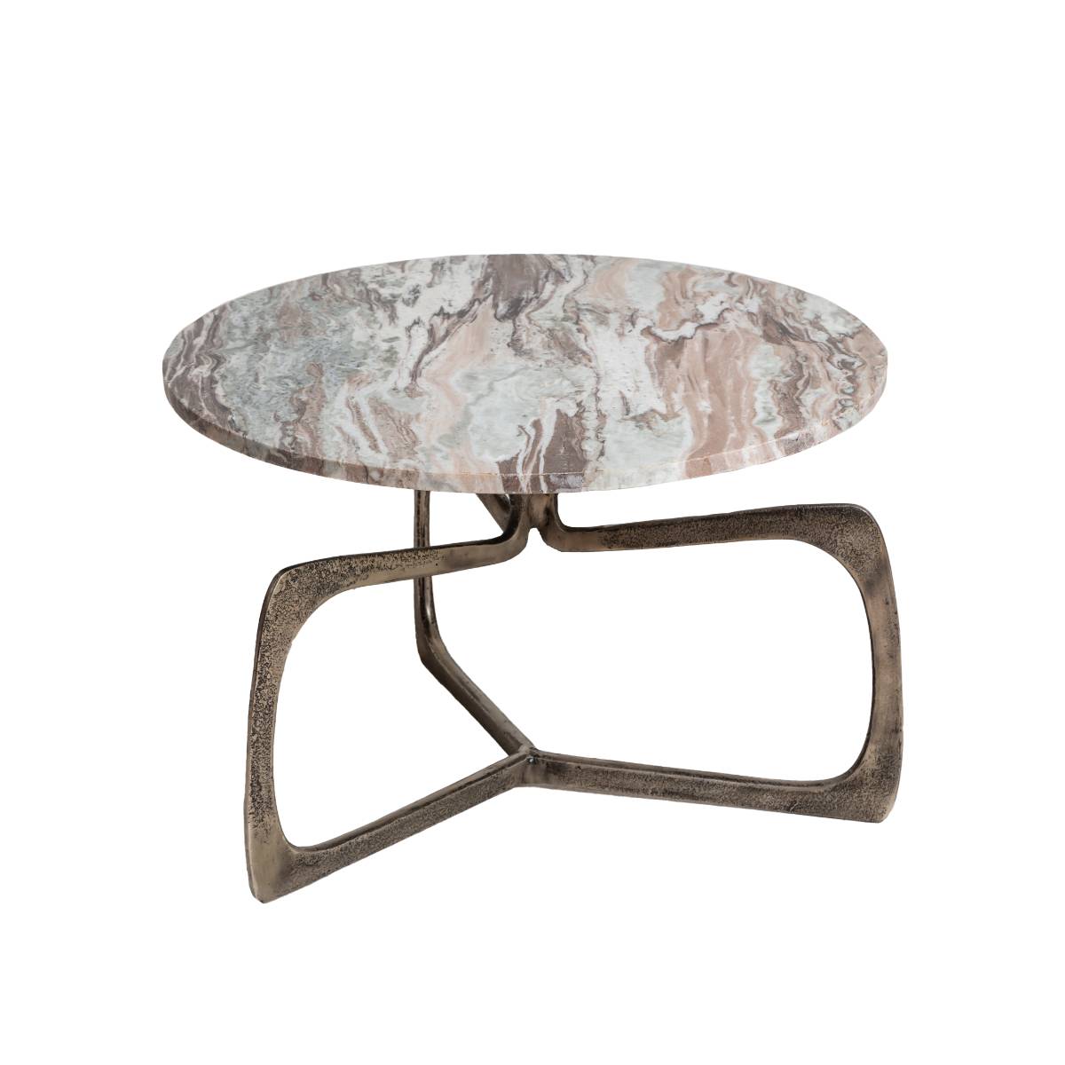 Table basse en marbre ronde VALOU gris, MADE IN MEUBLES