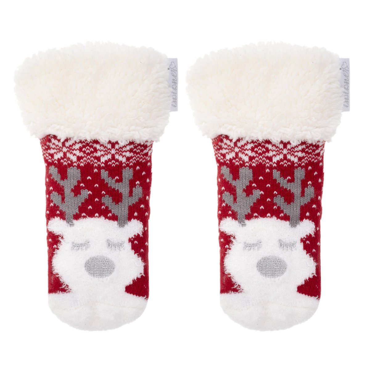 Chaussettes anti-dérapantes maille noël - picots antidérapants rouge, ISOTONER