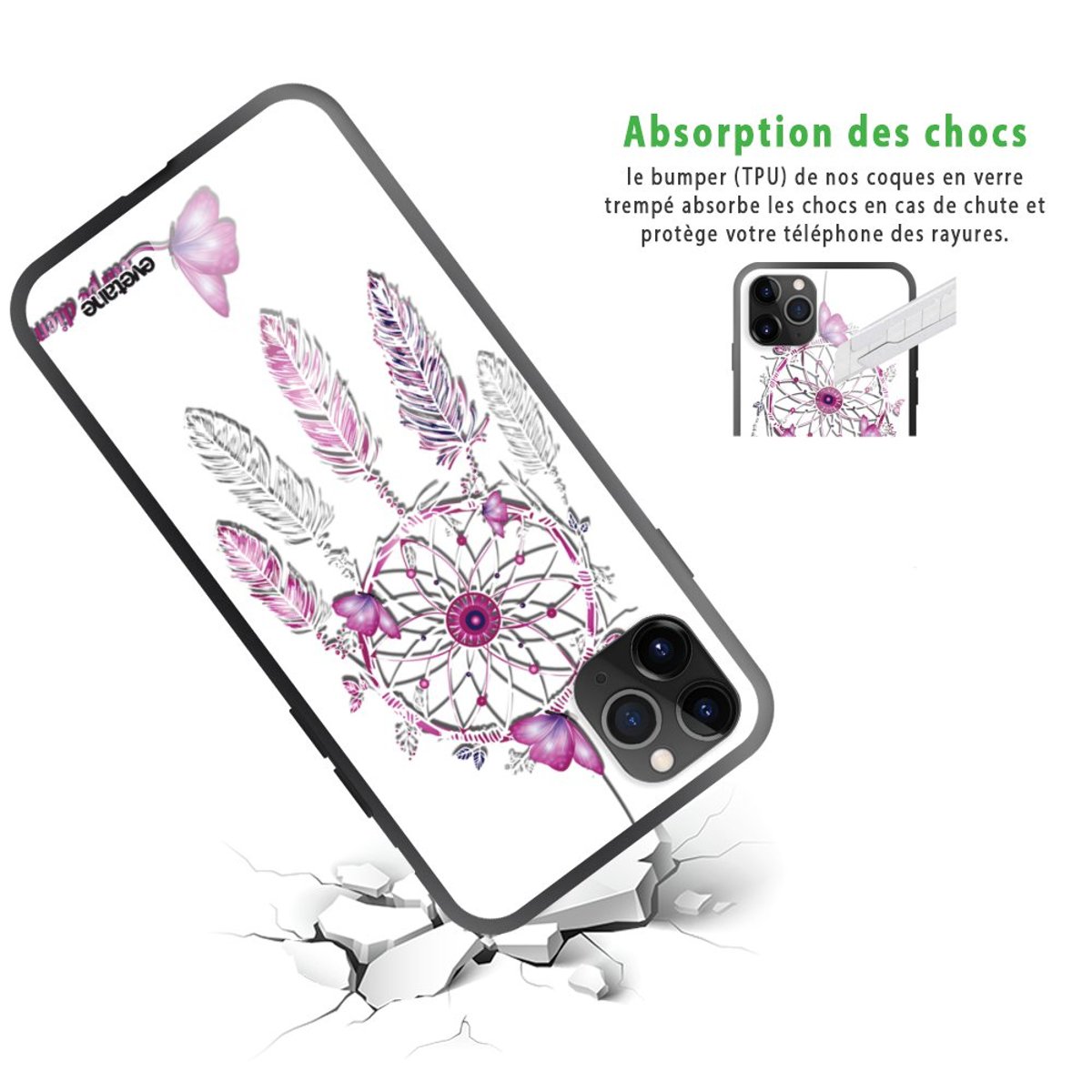 Coque en verre trempé iPhone 11 Pro carpe diem, EVETANE