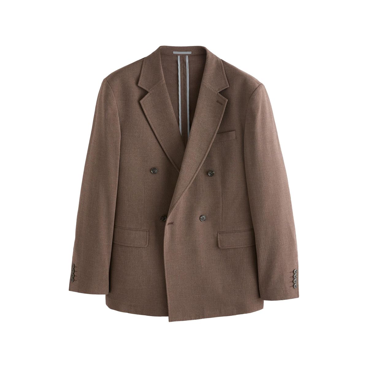Veste de costume en seersucker texturé marron, NEXT