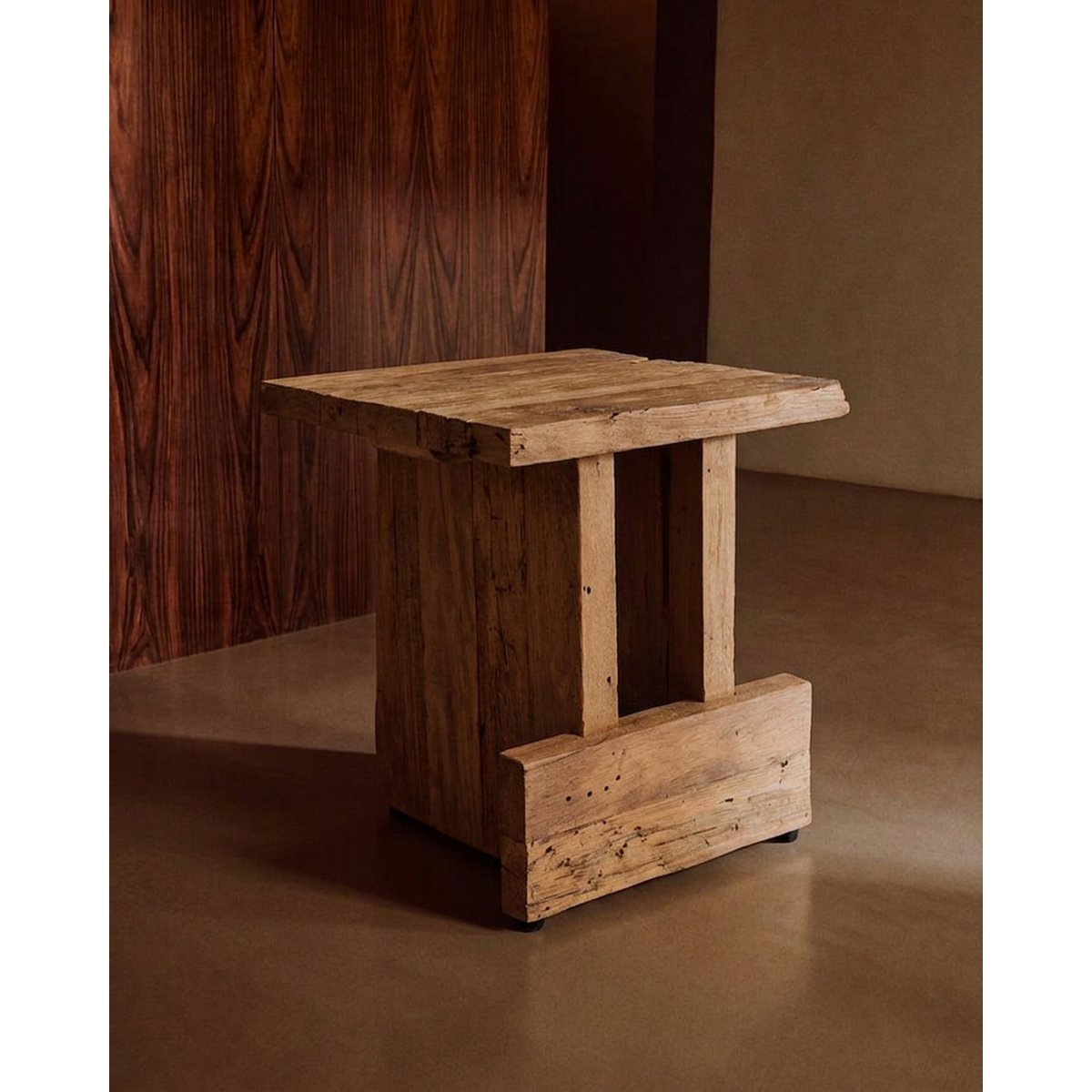 Tabouret en teck SUKU BLOCK beige, BAZAR BIZAR
