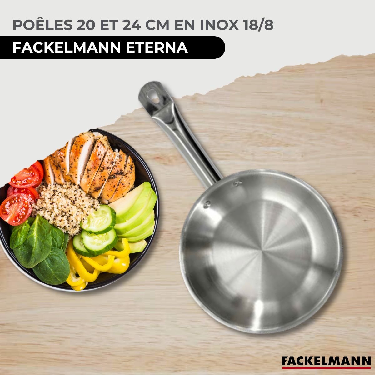Set de 2 poêles 20 et 24 cm en inox ETERNA inox, FACKELMANN