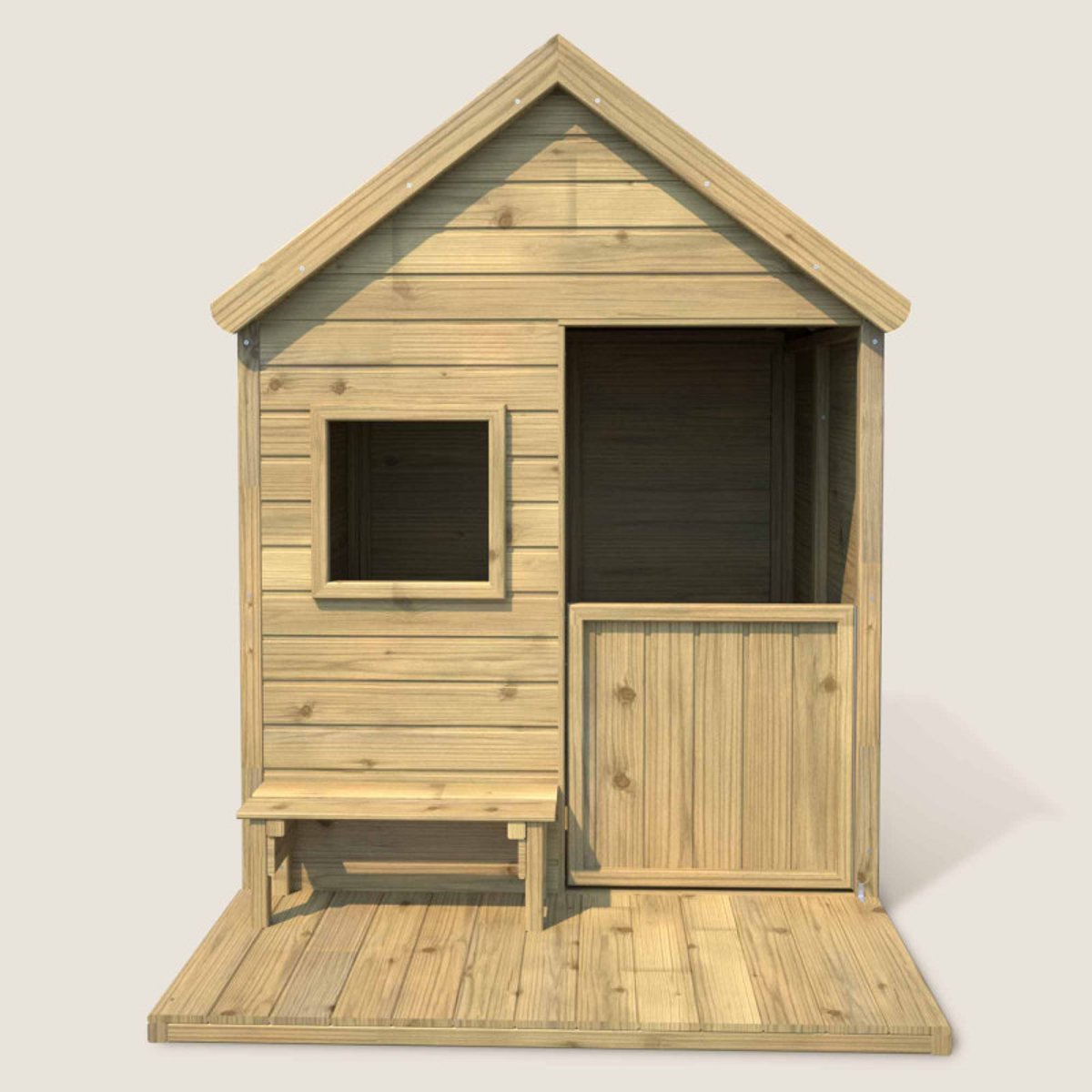 Cabane en bois traité avec terrasse et banc HEIDI marron, SOULET