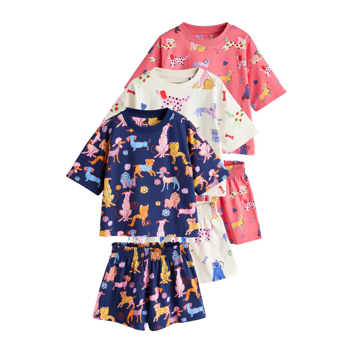 Pyjama short, lot de 3 imprimé chien marine/rouge, NEXT