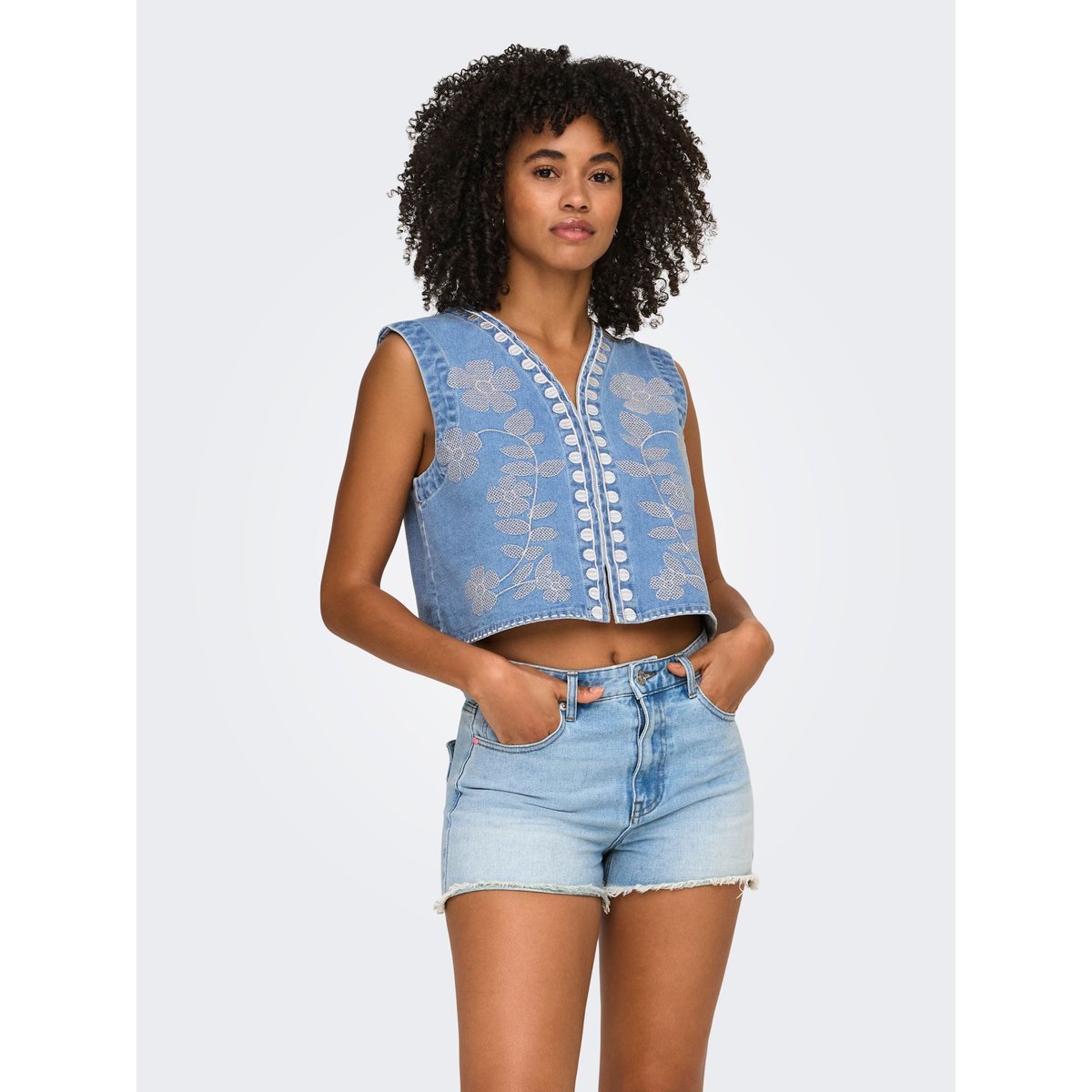 Veste En Jean Sans Manches light blue denim, ONLY