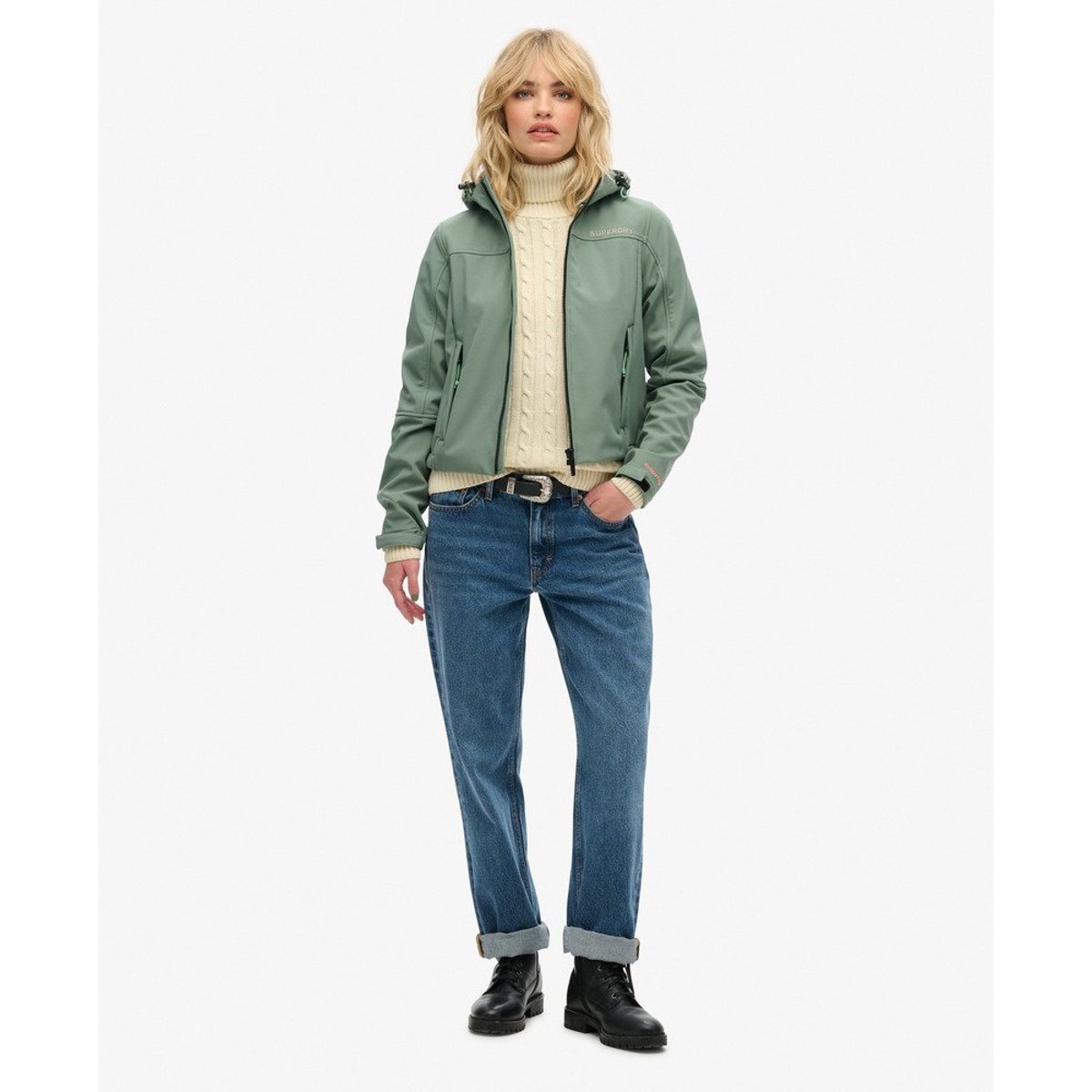 Veste à capuche Softshell Trekker kaki laurier, SUPERDRY