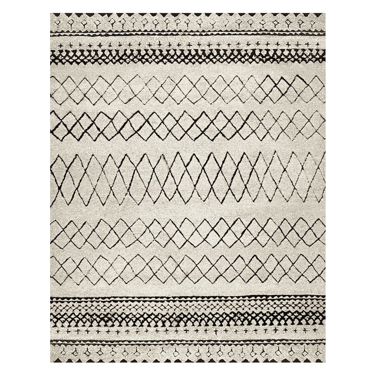 Tapis berbère tissé motifs tribaux LYN8 MABAL beige, noir, UN AMOUR DE TAPIS